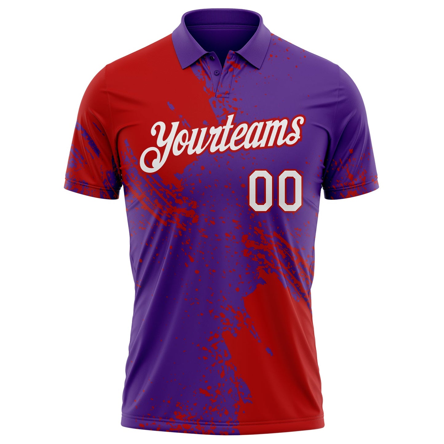 Custom Purple White-Red Distressed Scratch Brush Stroke Performance Polo Shirt view 2