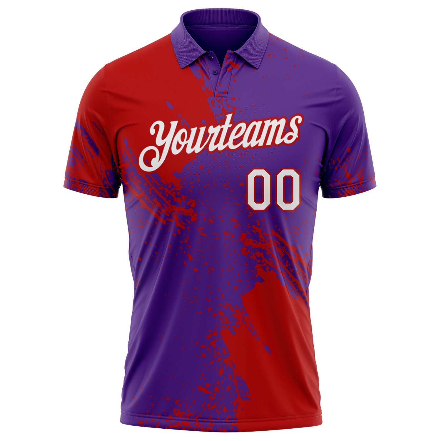 Custom Purple White-Red Distressed Scratch Brush Stroke Performance Polo Shirt view 2