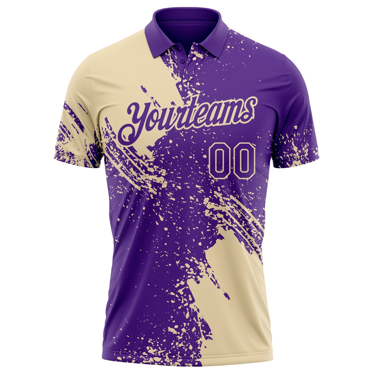 Custom Purple-Cream Distressed Scratch Brush Stroke Performance Polo Shirt view 2
