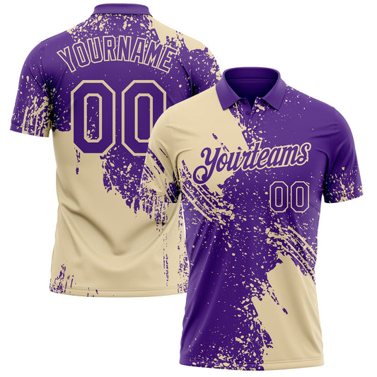 Custom Purple-Cream Distressed Scratch Brush Stroke Performance Polo Shirt - Main View