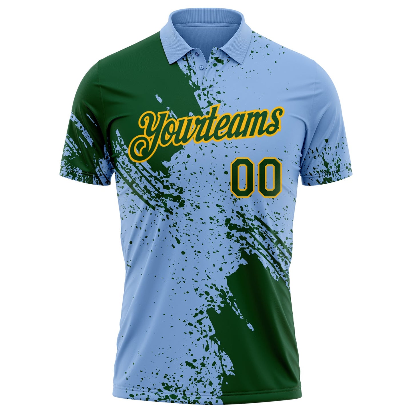 Custom Light Blue Green-Gold Distressed Scratch Brush Stroke Performance Polo Shirt view 2
