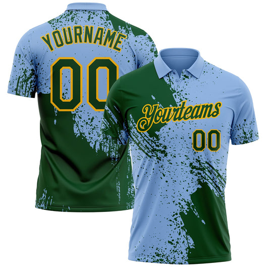 Custom Light Blue Green-Gold Distressed Scratch Brush Stroke Performance Polo Shirt - Main View