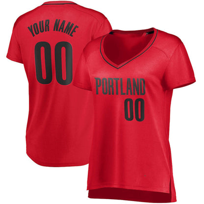 Custom P.Trail Blazers Fanatics Branded Women's Fast Break Replica Custom Jersey Red Statement Edition Stitched Basketball Jersey - Main View