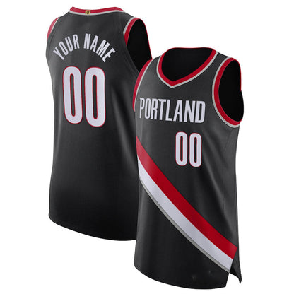 Custom P.Trail Blazers 2020-21 Authentic Jersey Black Icon Edition Stitched Basketball Jersey - Main View