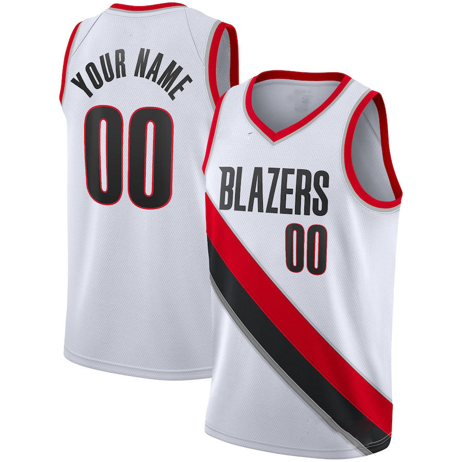 Custom P.Trail Blazers 2020-21 Swingman  Jersey Association Edition  White Stitched Basketball Jersey - Main View