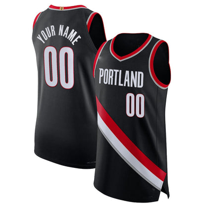 Custom P.Trail Blazers 2021-22 Diamond Swingman Authentic Jersey Black Icon Edition Stitched Basketball Jersey - Main View