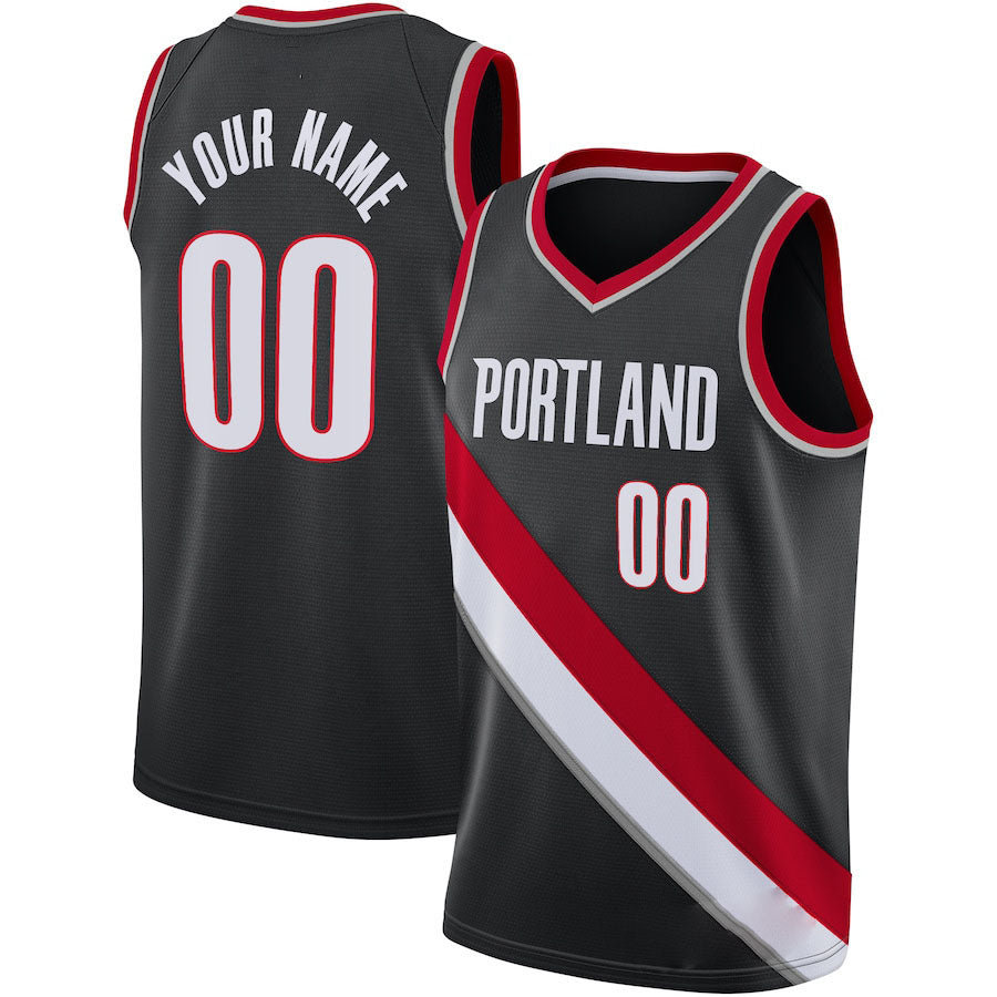 Custom P.Trail Blazers Swingman  Jersey City Edition Black Stitched Basketball Jersey - Main View