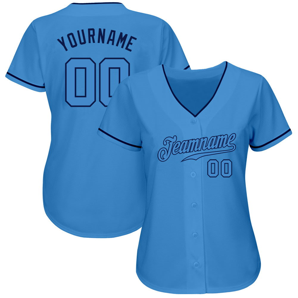 Custom Powder Blue Powder Blue-Navy Authentic Baseball Jersey view 2