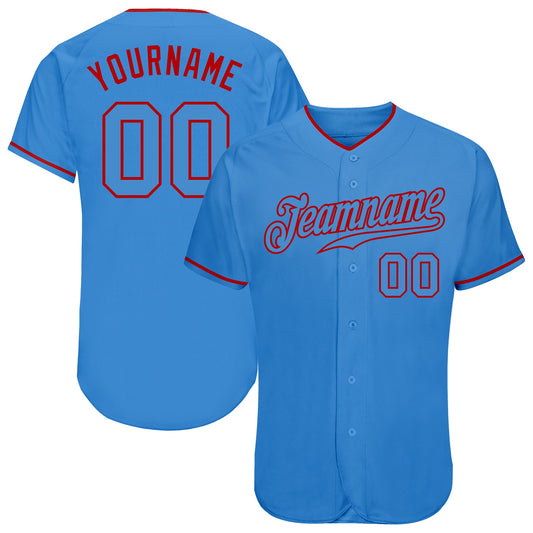 Custom Powder Blue Powder Blue-Red Authentic Baseball Jersey - Main View