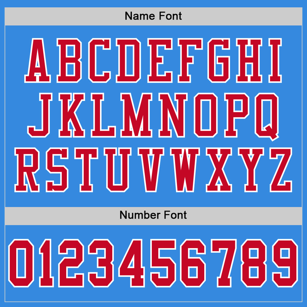 Custom Powder Blue Red-White Mesh Authentic Throwback Football Jersey view 4