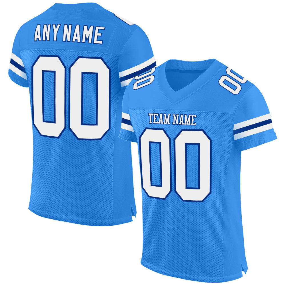 Custom Powder Blue White-Royal Mesh Authentic Football Jersey - Main View