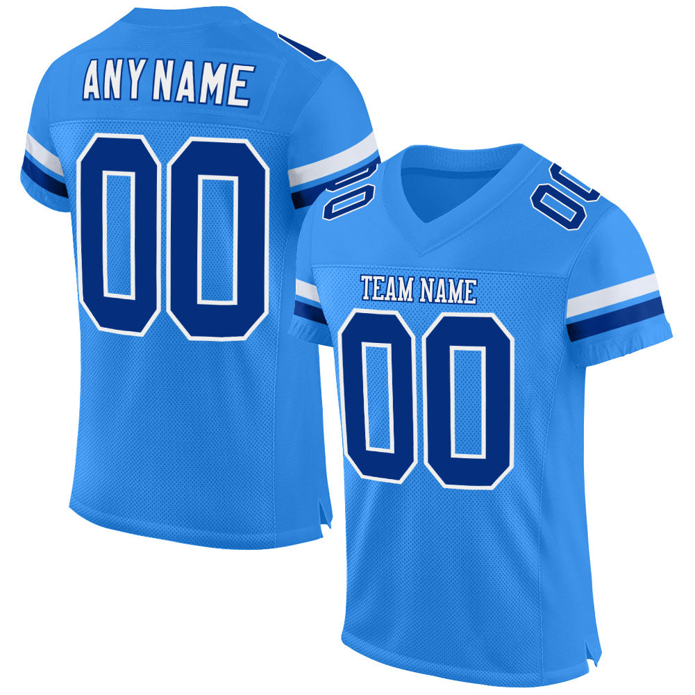 Custom Powder Blue Royal-White Mesh Authentic Football Jersey - Main View