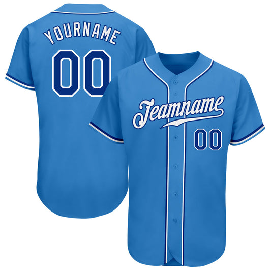 Custom Powder Blue Royal-White Authentic Baseball Jersey - Main View