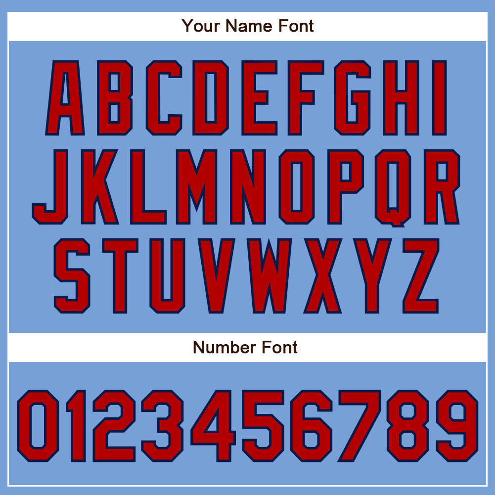 Custom Powder Blue Red-Navy Authentic Baseball Jersey view 5