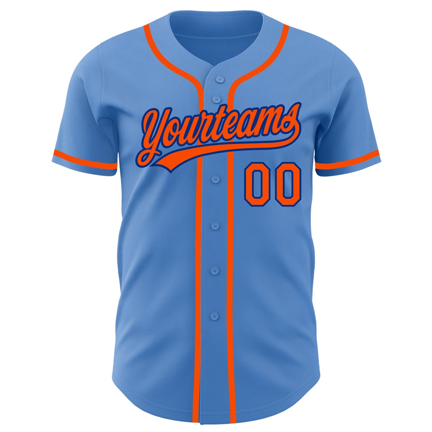 Custom Powder Blue Orange-Royal Authentic Baseball Jersey view 2