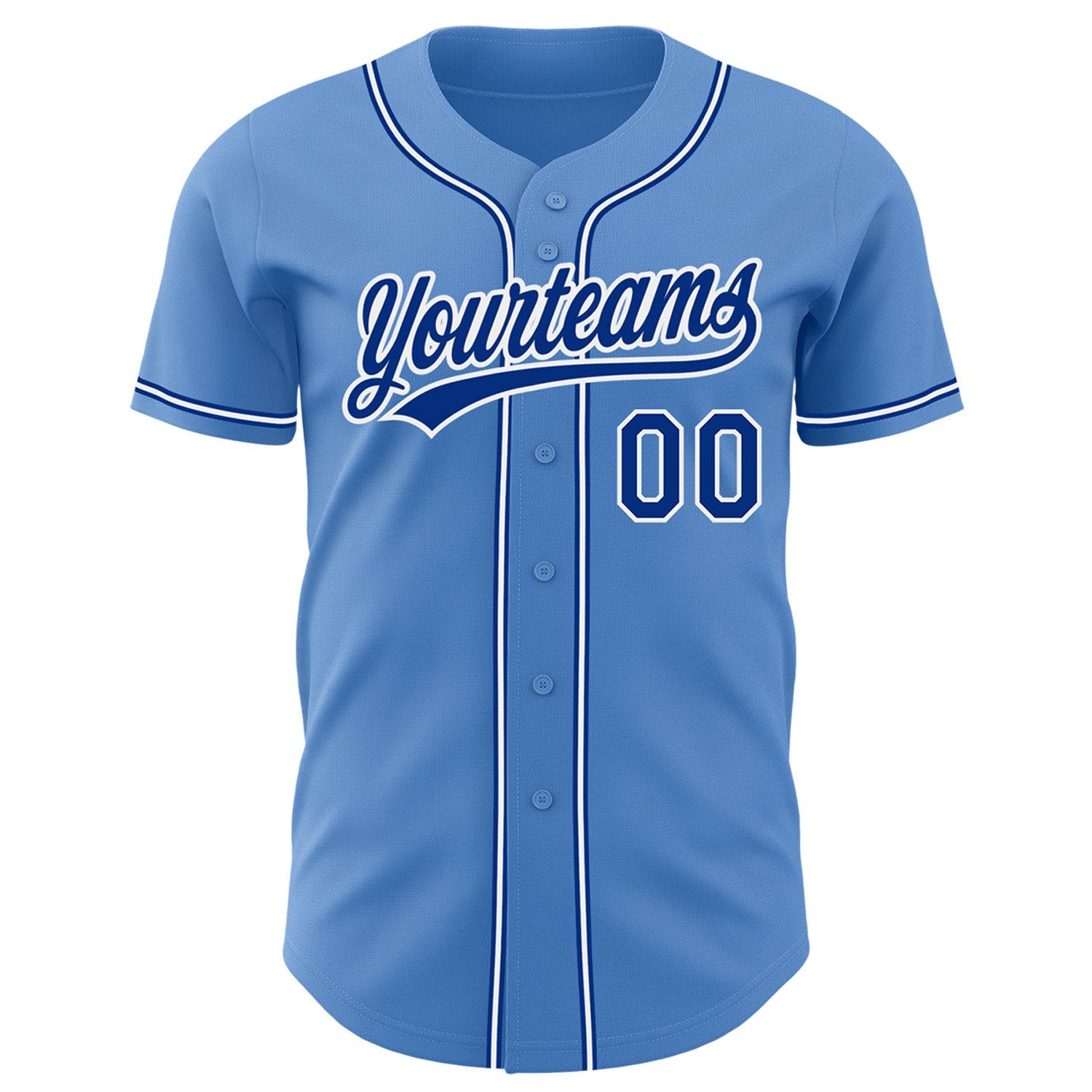 Custom Powder Blue Royal-White Authentic Baseball Jersey view 2