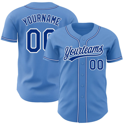 Custom Powder Blue Royal-White Authentic Baseball Jersey - Main View
