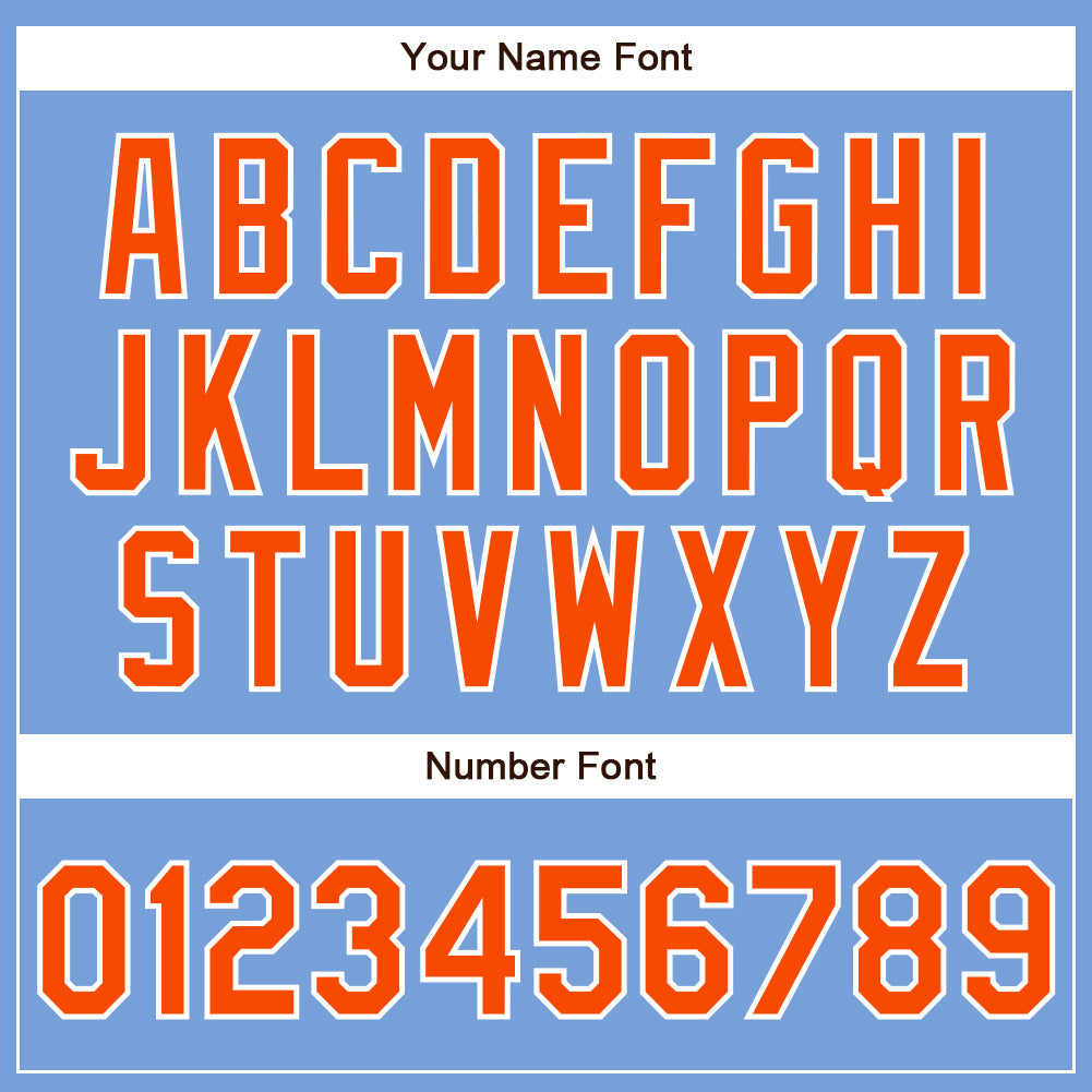 Custom Powder Blue Orange-White Authentic Baseball Jersey view 5