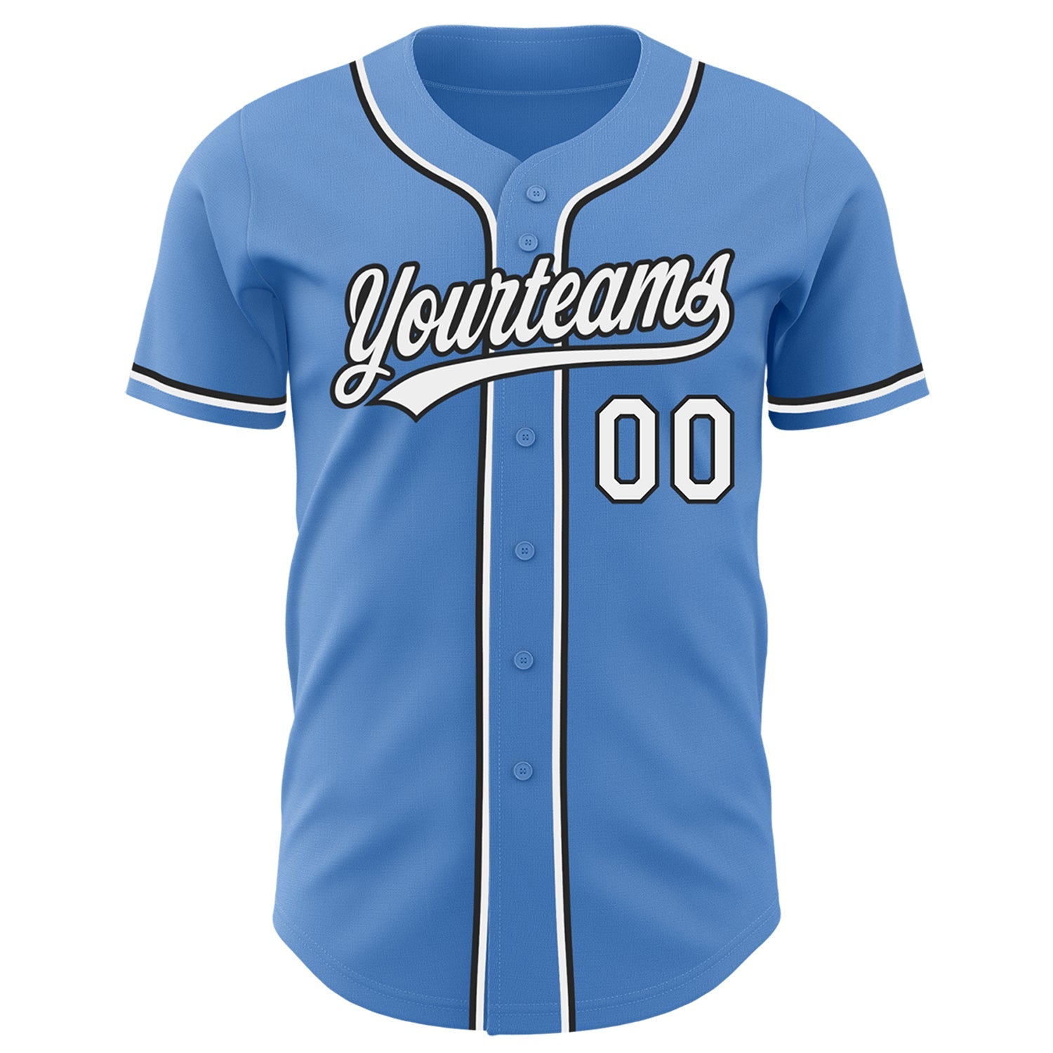Custom Powder Blue White-Black Authentic Baseball Jersey view 2