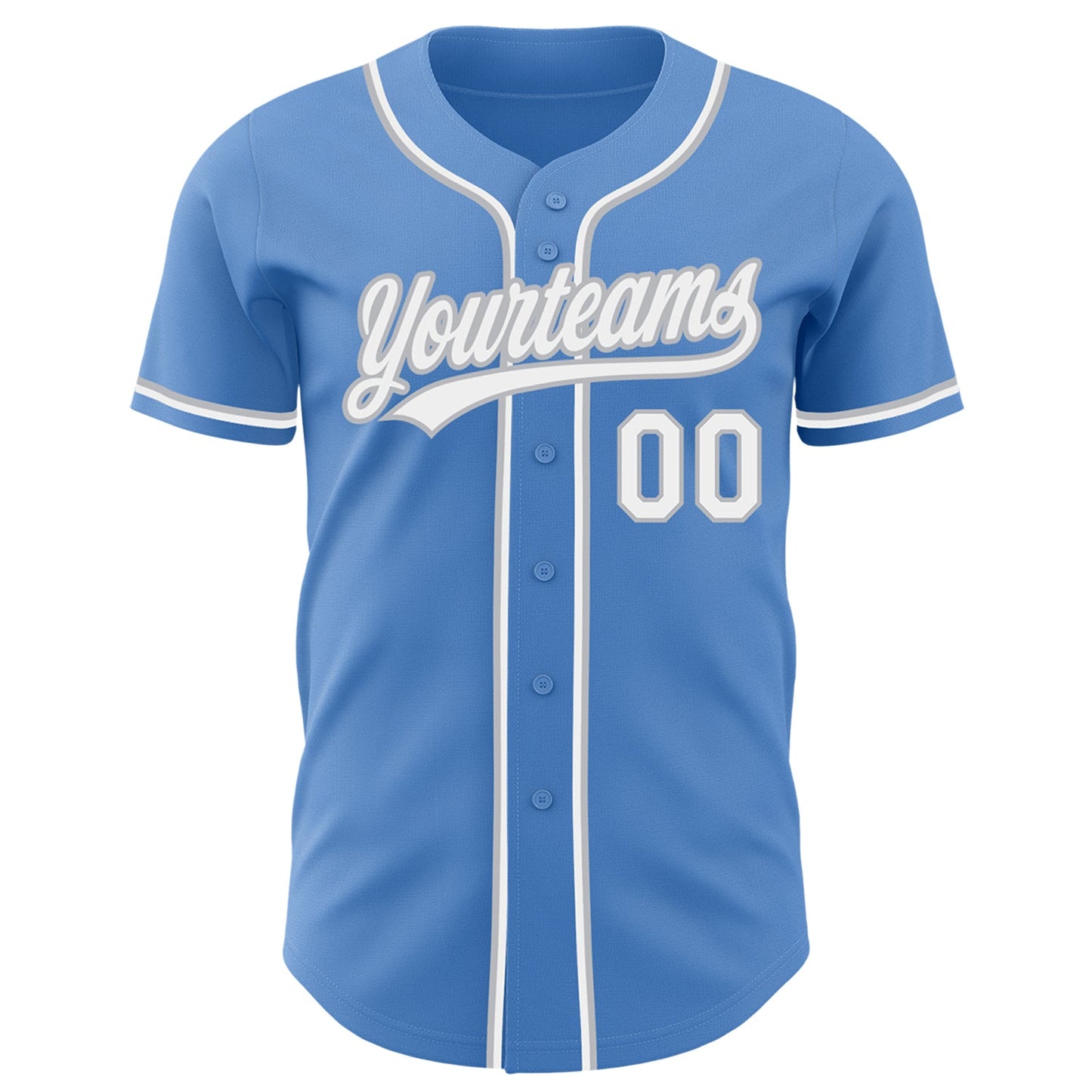 Custom Powder Blue White-Gray Authentic Baseball Jersey view 2