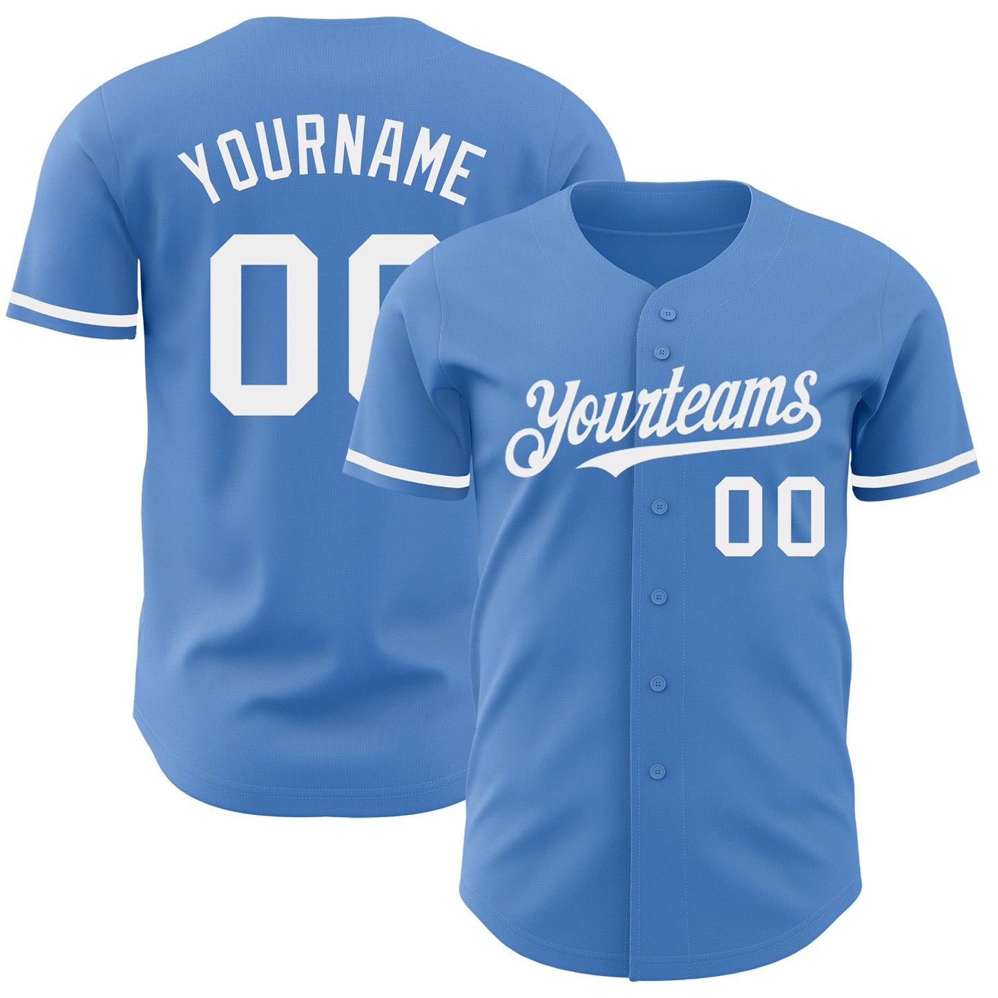 Custom Powder Blue White Authentic Baseball Jersey - Main View