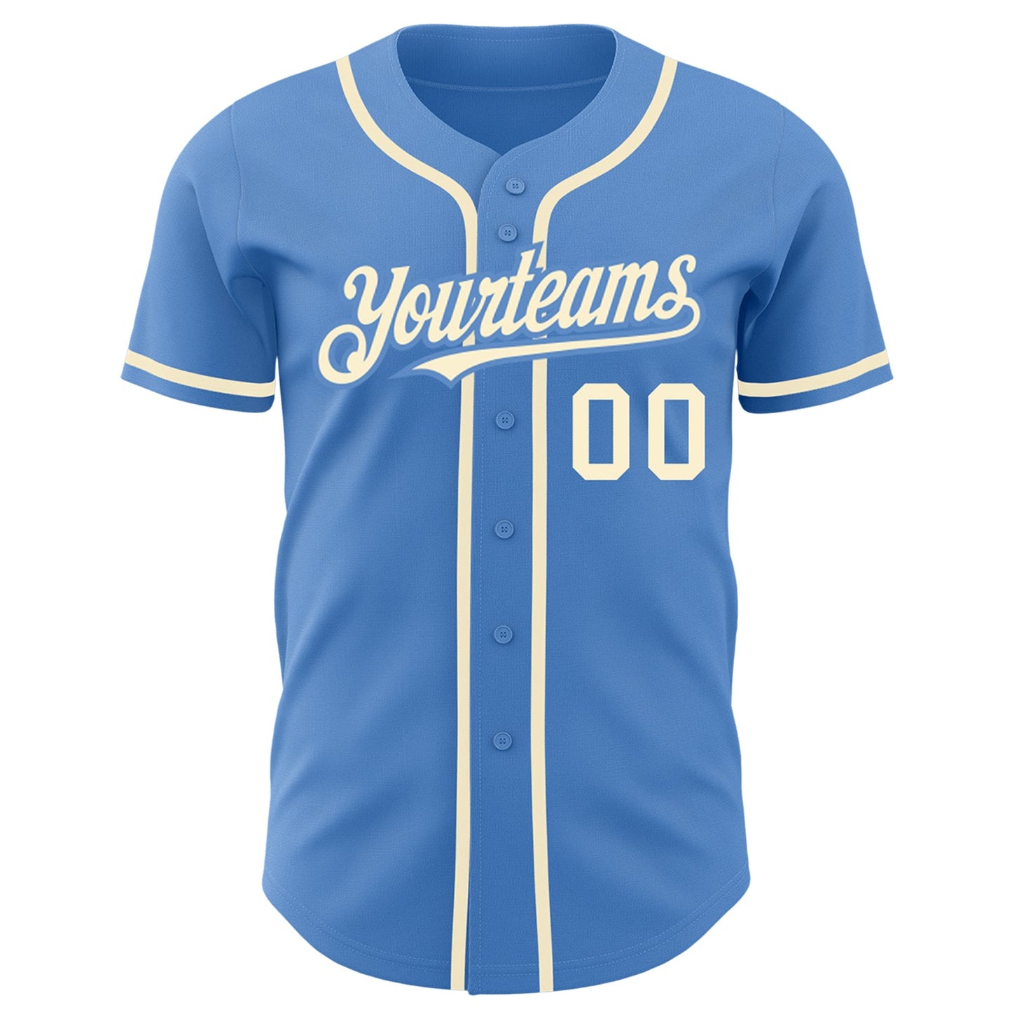 Custom Powder Blue Cream Authentic Baseball Jersey view 2