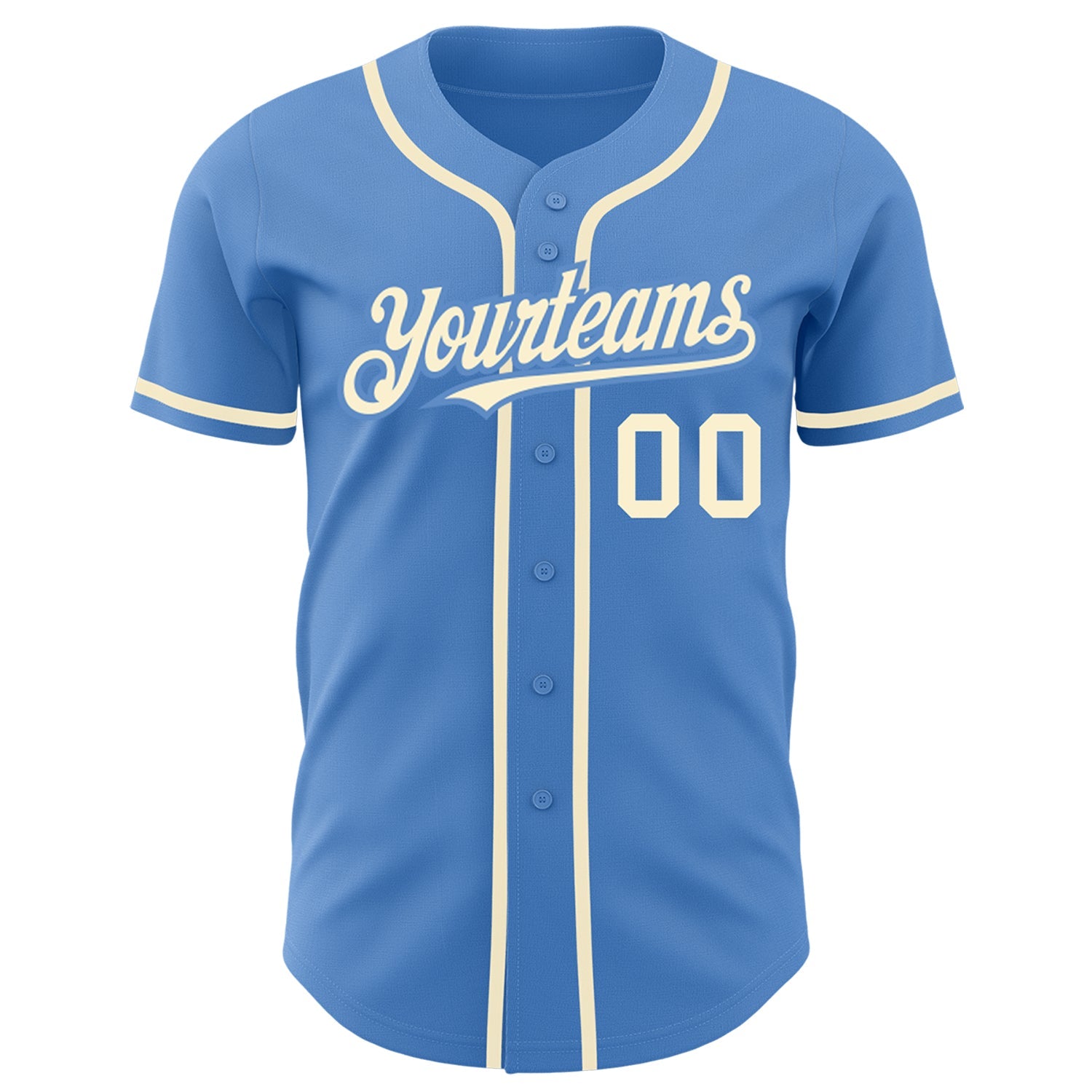 Custom Powder Blue Cream Authentic Baseball Jersey view 2