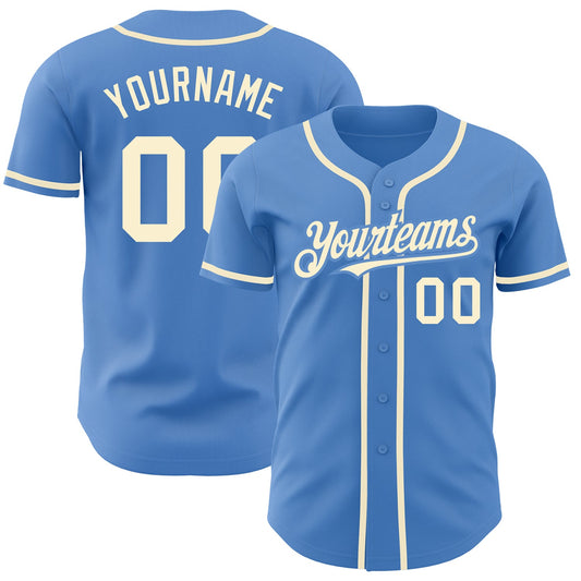 Custom Powder Blue Cream Authentic Baseball Jersey - Main View