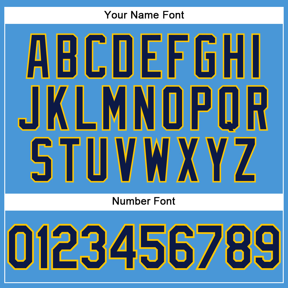Custom Powder Blue Navy-Yellow Performance T-Shirt view 4