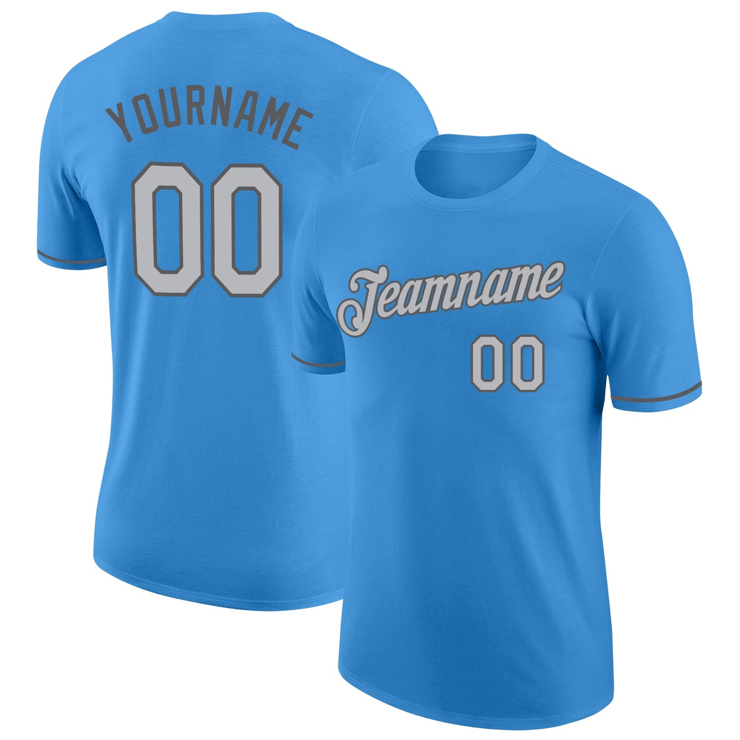 Custom Powder Blue Gray-Steel Gray Performance T-Shirt - Main View