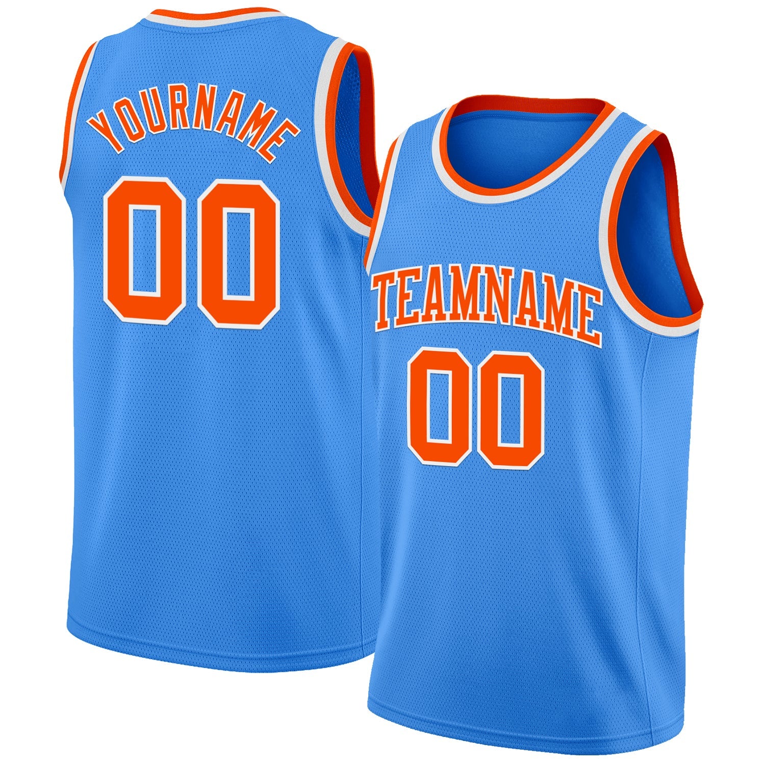 Custom Powder Blue Orange-White Authentic Basketball Jersey - Main View