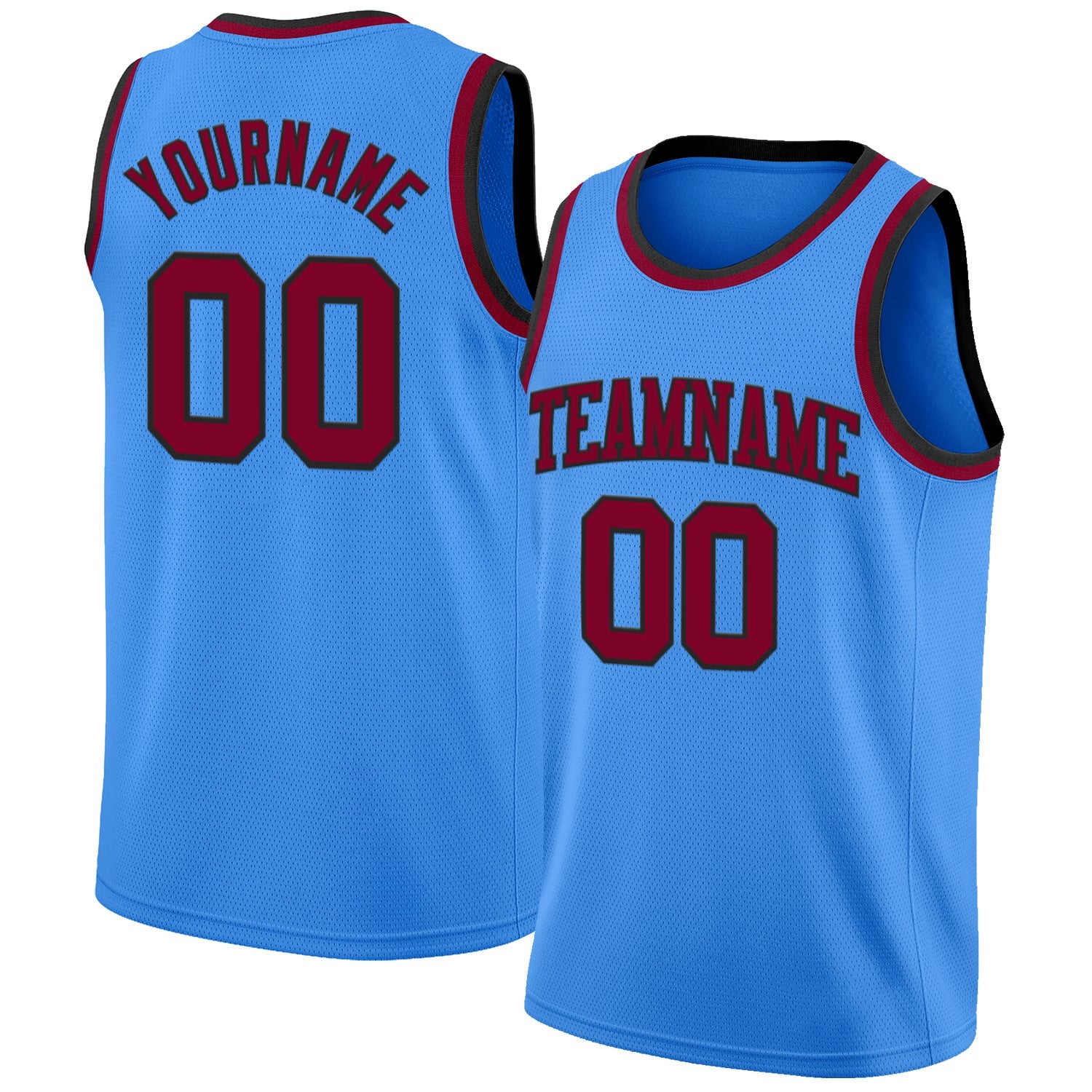 Custom Powder Blue Maroon-Black Authentic Basketball Jersey - Main View