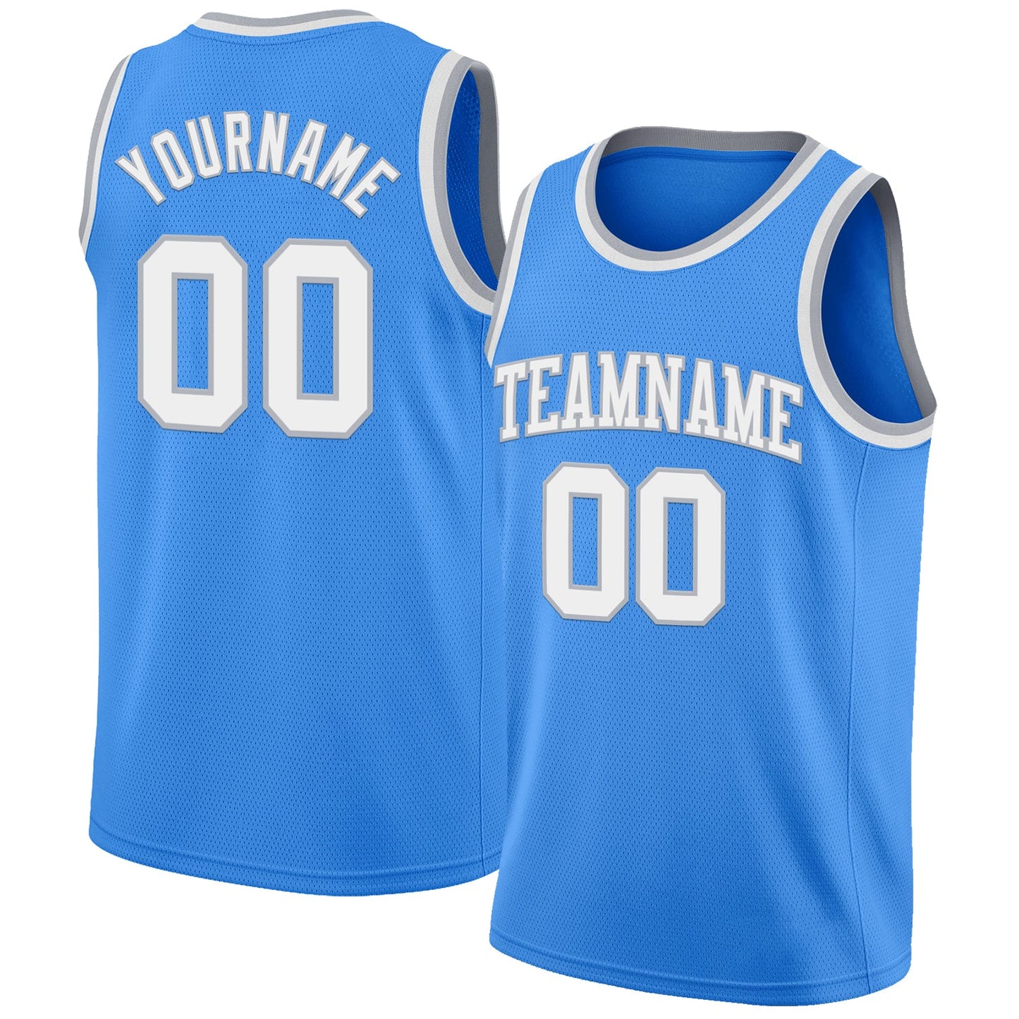 Custom Powder Blue White-Gray Authentic Basketball Jersey - Main View