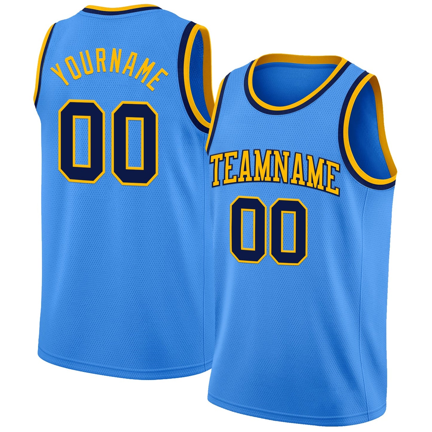 Custom Powder Blue Navy-Gold Authentic Basketball Jersey - Main View