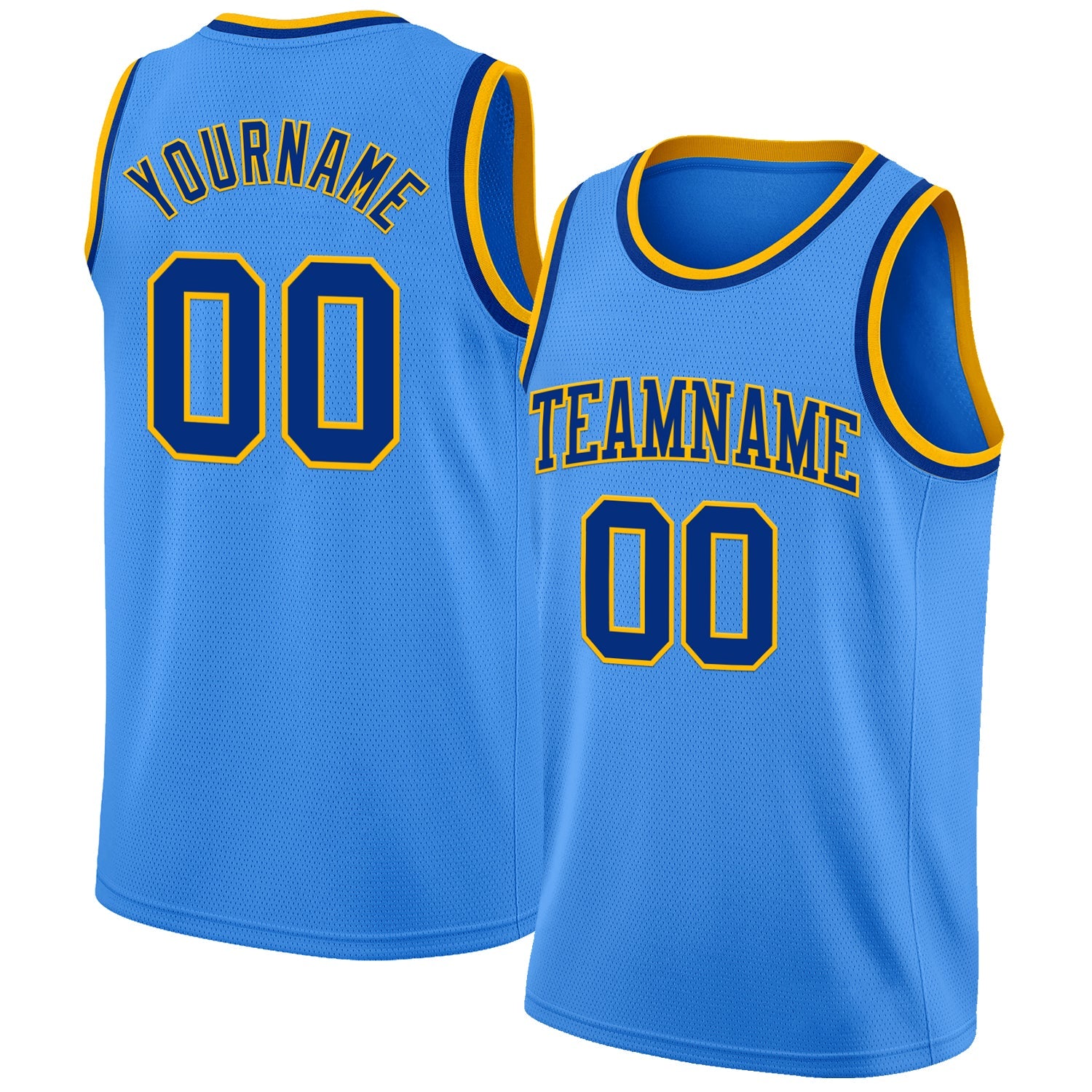 Custom Powder Blue Royal-Gold Authentic Basketball Jersey - Main View