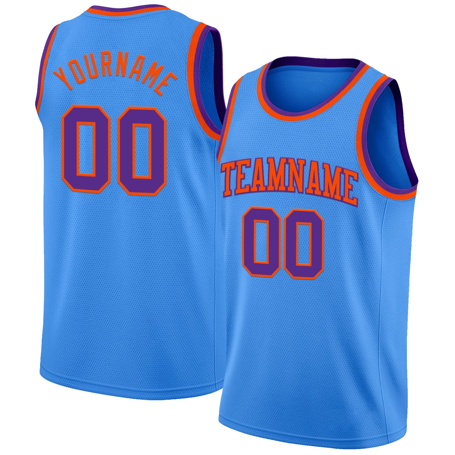 Custom Powder Blue Purple-Orange Authentic Basketball Jersey - Main View