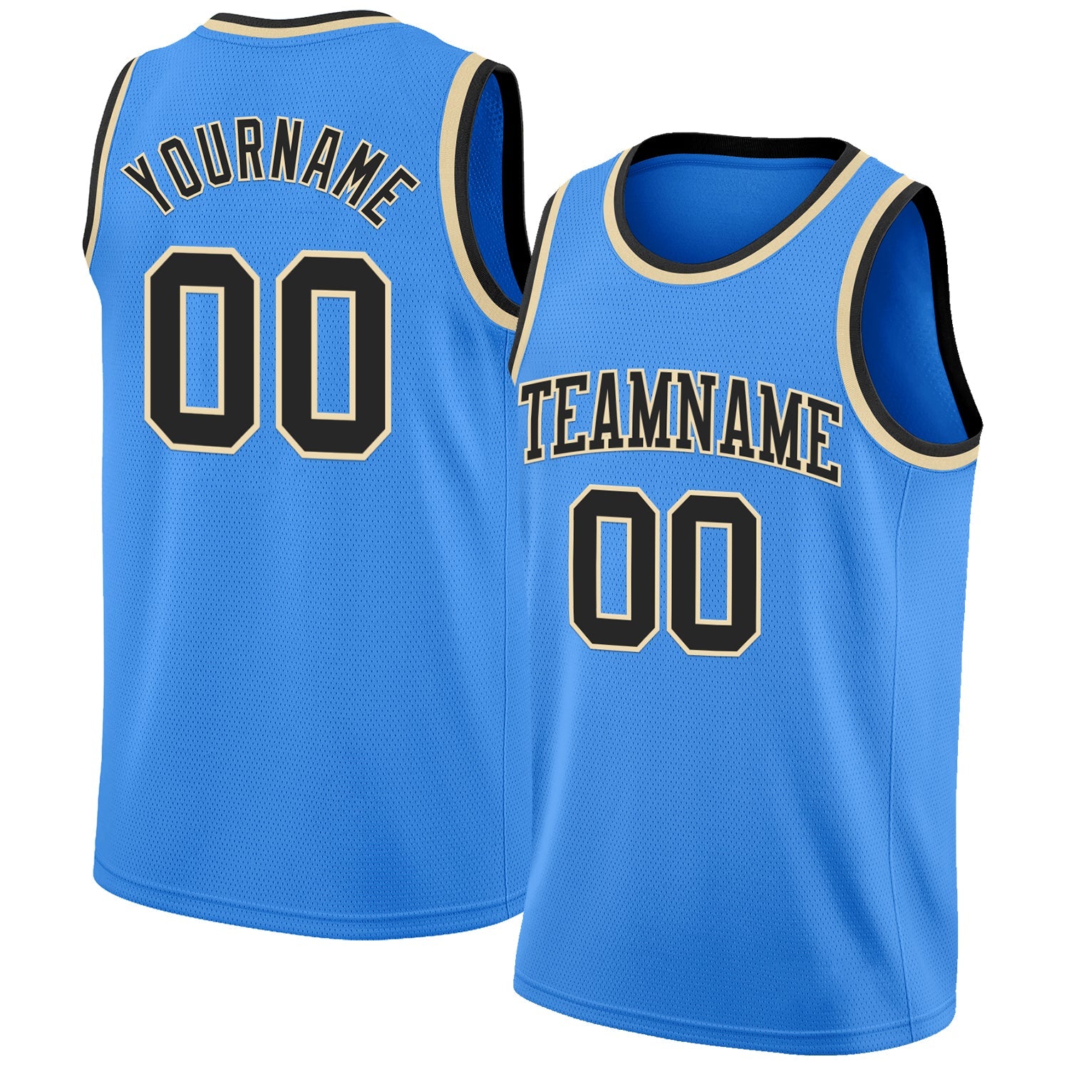 Custom Powder Blue Black-Cream Authentic Basketball Jersey - Main View