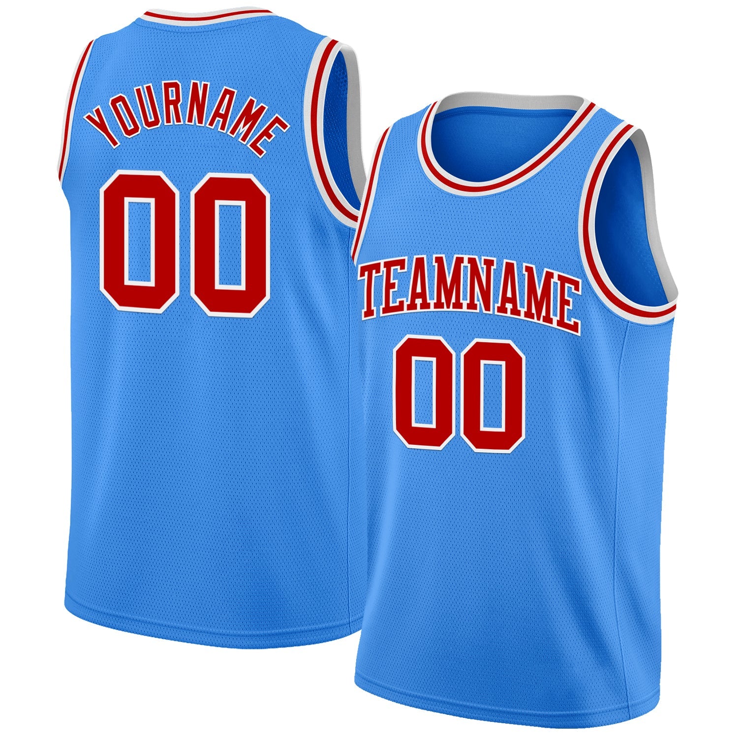 Custom Powder Blue Red-White Authentic Basketball Jersey - Main View