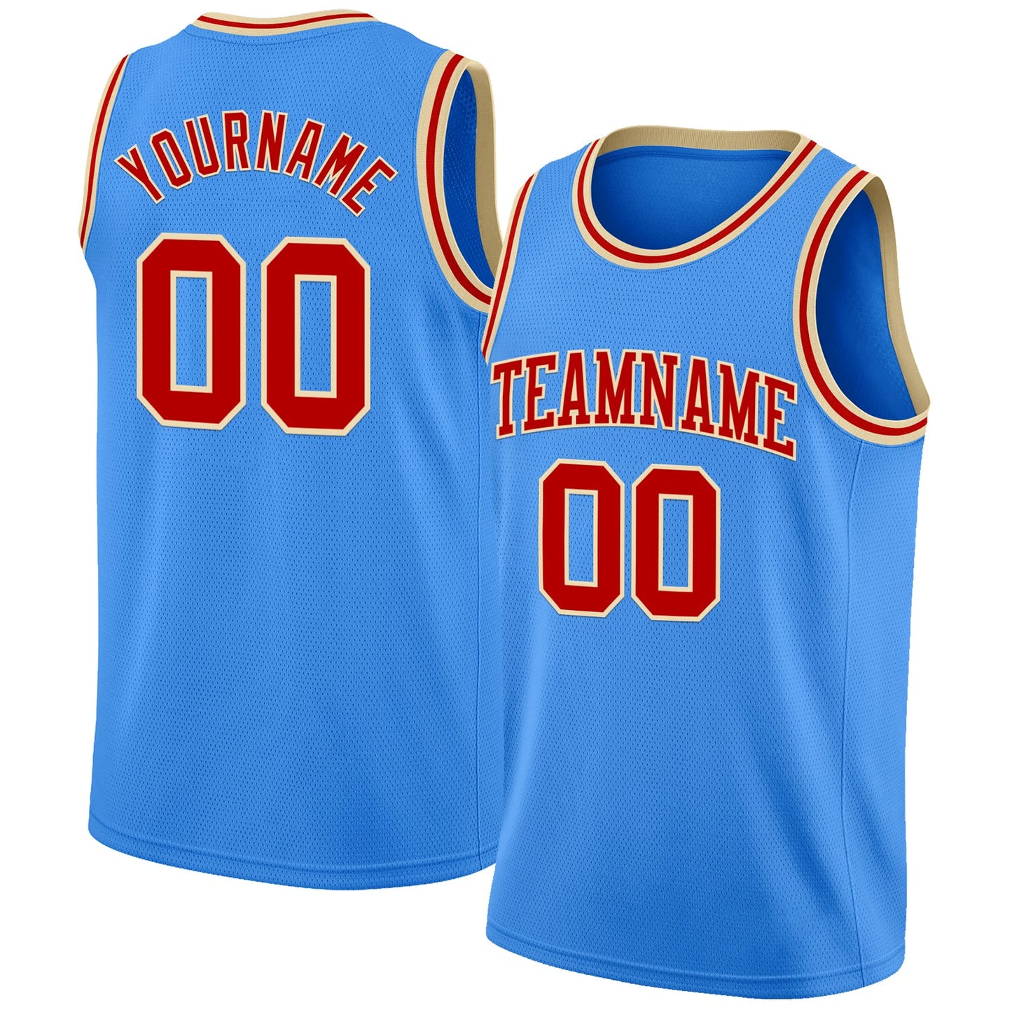Custom Powder Blue Red-Cream Authentic Basketball Jersey - Main View