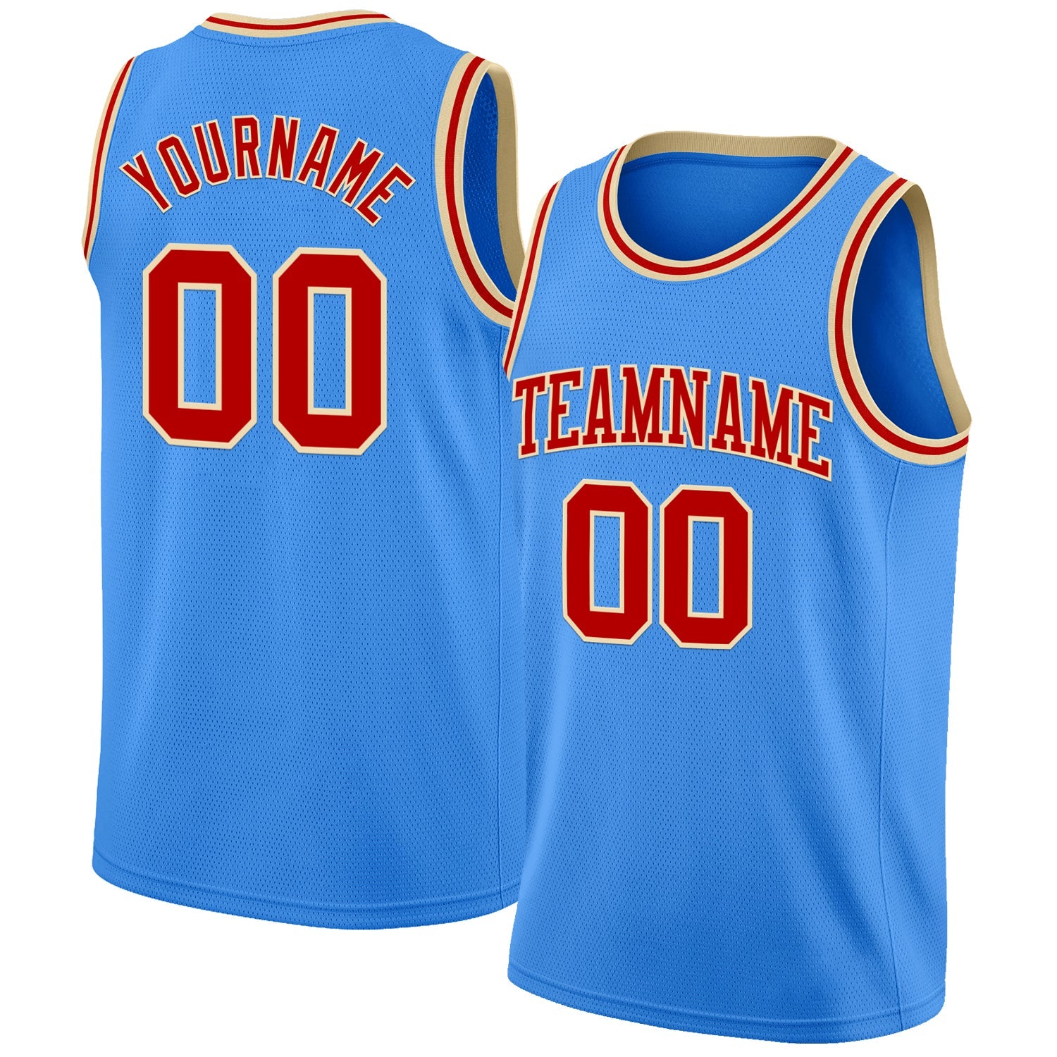 Custom Powder Blue Red-Cream Authentic Basketball Jersey - Main View