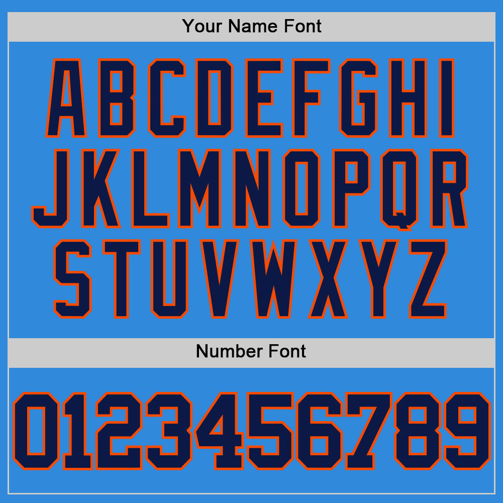 Custom Powder Blue Navy-Orange Authentic Basketball Jersey view 4