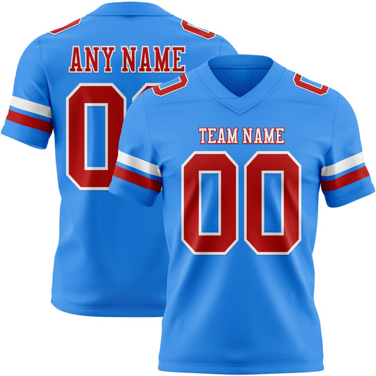Custom Powder Blue Red-White Authentic Football Jersey - Main View