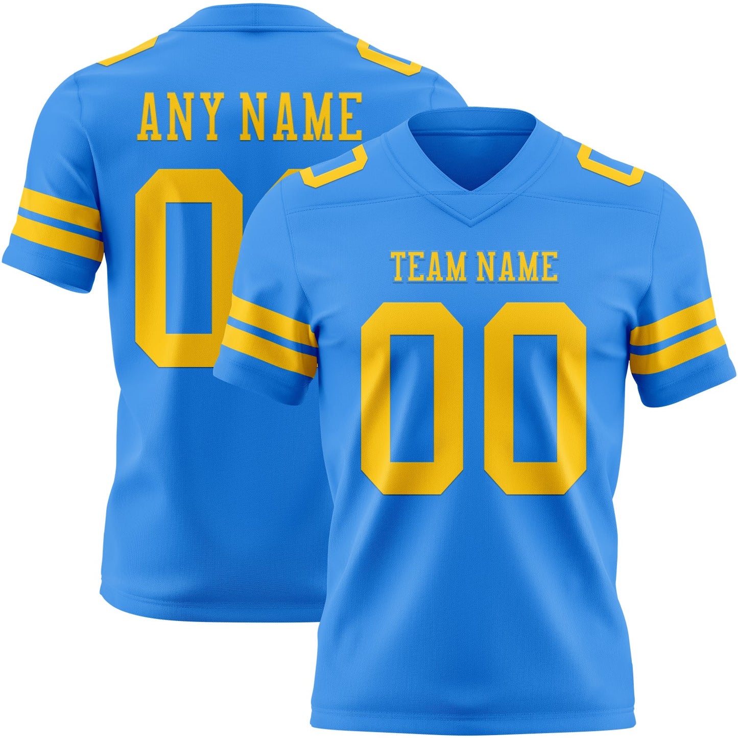 Custom Powder Blue Yellow Authentic Football Jersey - Main View