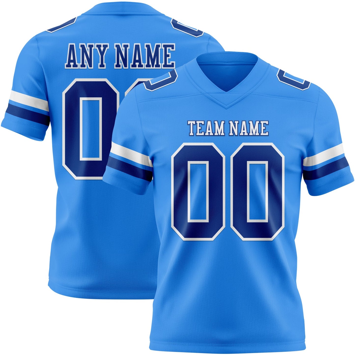 Custom Powder Blue Royal-White Authentic Football Jersey - Main View