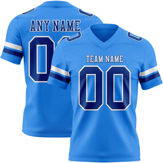 Custom Powder Blue Royal-White Authentic Football Jersey - Main View