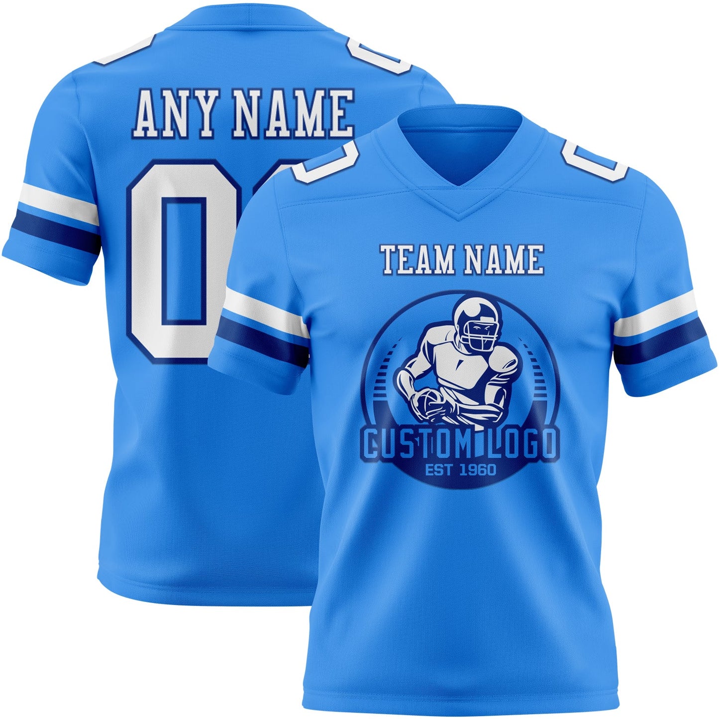 Custom Powder Blue White-Royal Authentic Football Jersey view 2