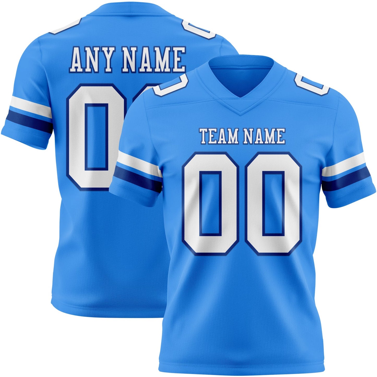 Custom Powder Blue White-Royal Authentic Football Jersey - Main View