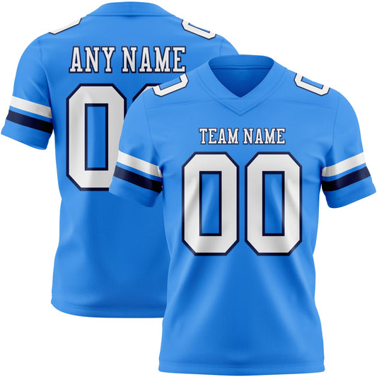 Custom Powder Blue White-Navy Authentic Football Jersey - Main View