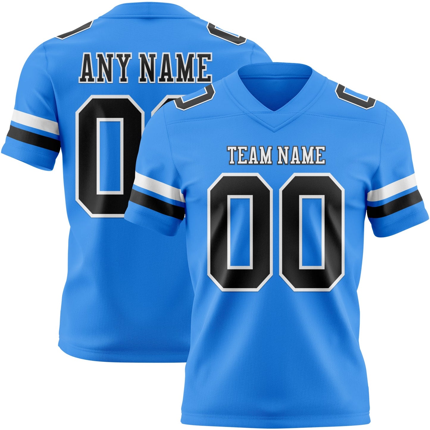 Custom Powder Blue Black-White Authentic Football Jersey - Main View