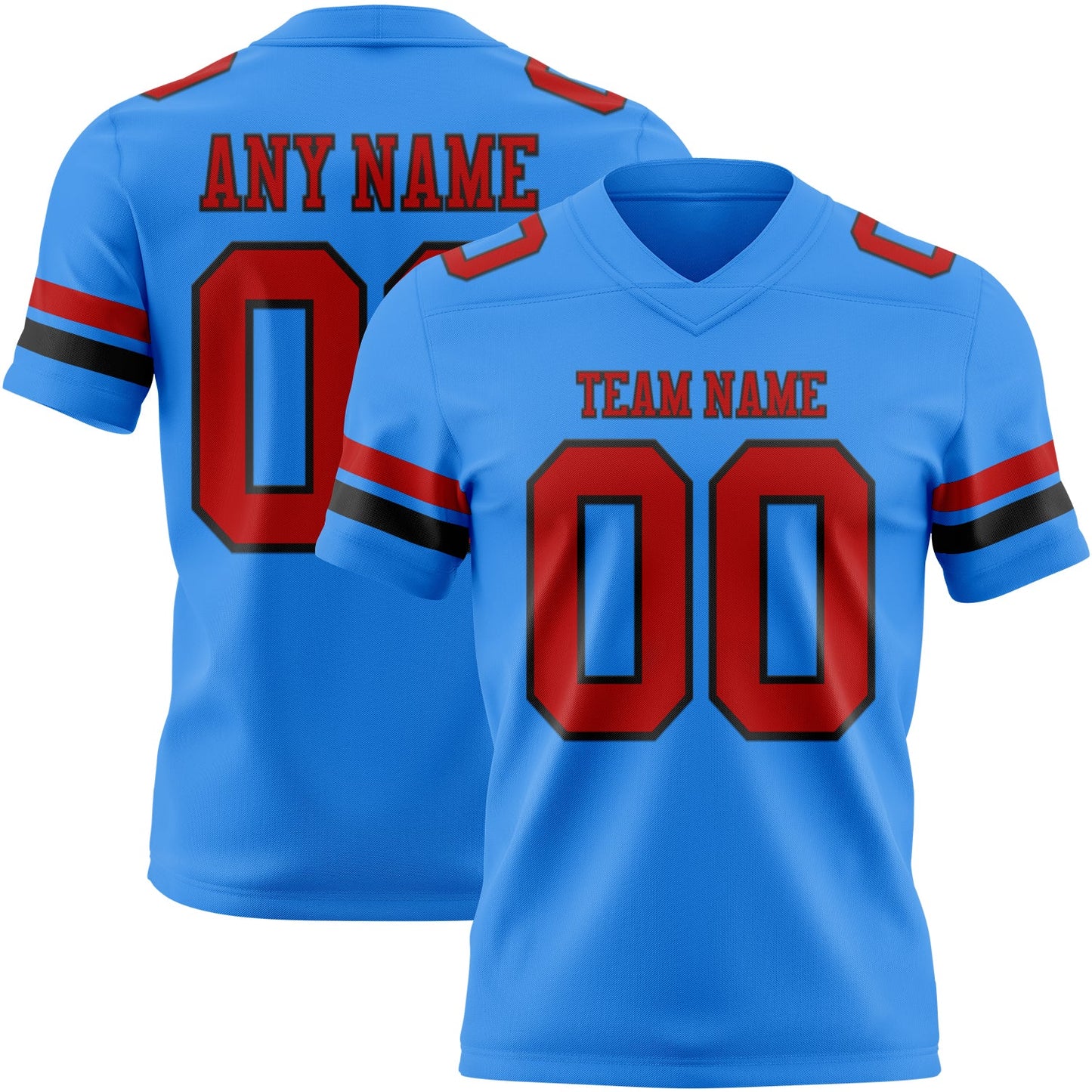 Custom Powder Blue Red-Black Authentic Football Jersey - Main View